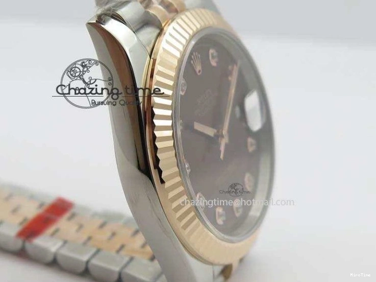 MiroTime 0313 Vibrant DateJust 41mm 126303 Noob 1:1 Best Edition RG Wrapped Brown Diam Dial Fluted Bezel On Jubilee Bracelet A 3781